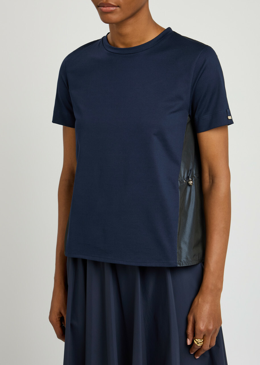 Herno Nylon-back Toggle-fastening Cotton T-shirt Navy