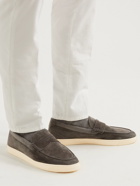 Brunello Cucinelli - Suede Penny Loafers - Gray