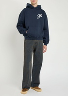Picante Gallery Logo-print Hooded Cotton Sweatshirt Navy