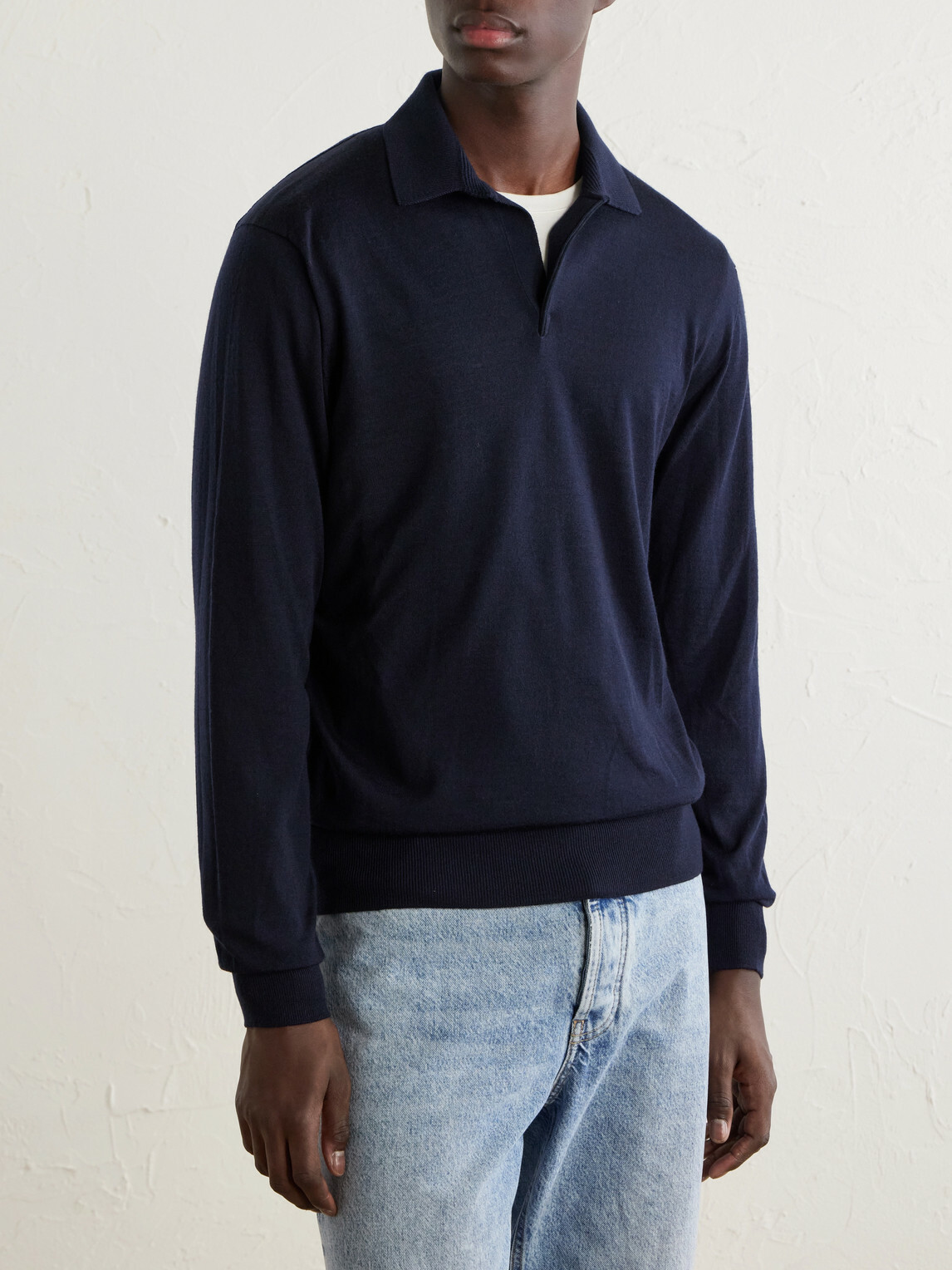 SEASE - Lasca Virgin-Wool Polo Shirt - Blue