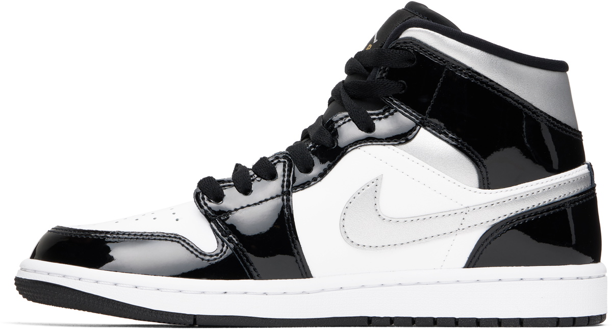 Online Nike Air Jordan 1 Mid Shoes Black and White Carbon Fiber