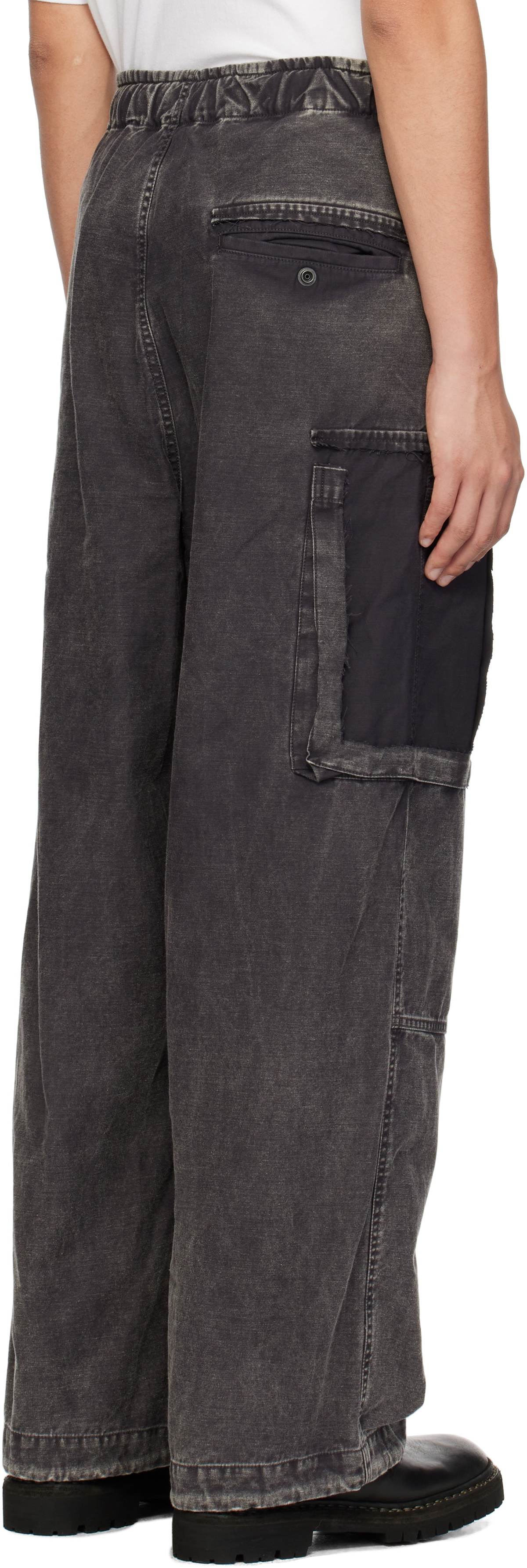 Maison MIHARA YASUHIRO Black Cotton Satin Cargo Pants