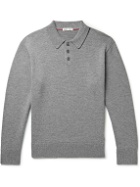 Alex Mill - Geurnsey Merino Wool and Cotton-Blend Polo Shirt - Gray