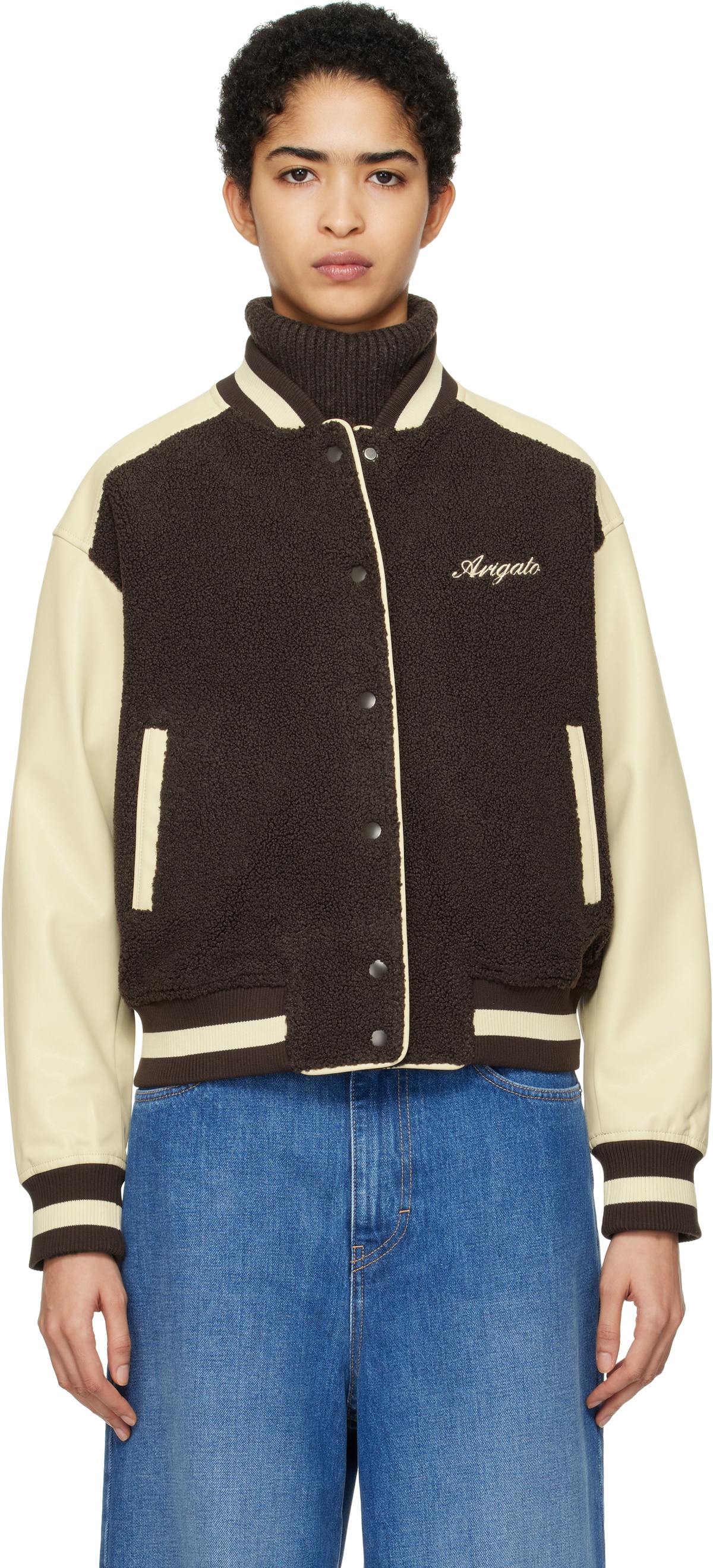 Axel Arigato Brown & Beige Saul Varsity Bomber Jacket