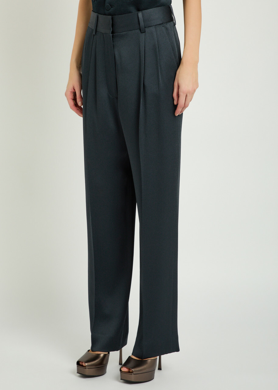 Blaze Milano Fox Satin Trousers Dark Blue
