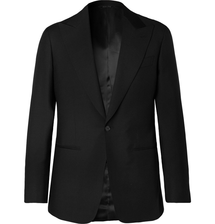Photo: Saman Amel - Black Wool and Mohair-Blend Tuxedo Jacket - Black