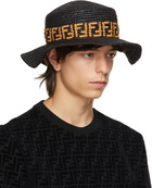 Fendi Black Raffia 'FF' Hat