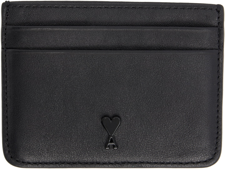 Photo: AMI Paris Black Smooth Leather Ami de Coeur Card Holder