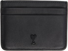 AMI Paris Black Smooth Leather Ami de Coeur Card Holder