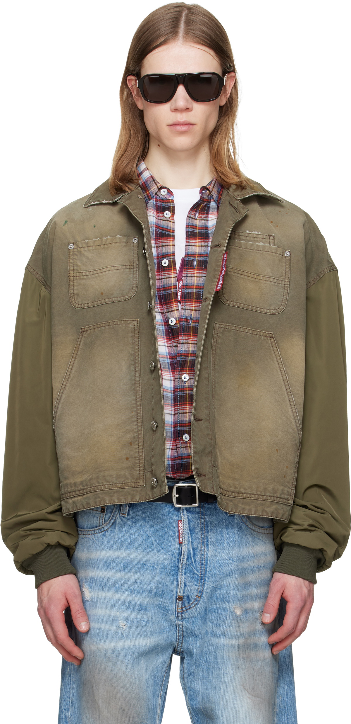 Dsquared2 Khaki Garment Dyed Carpenter Kaban Jacket