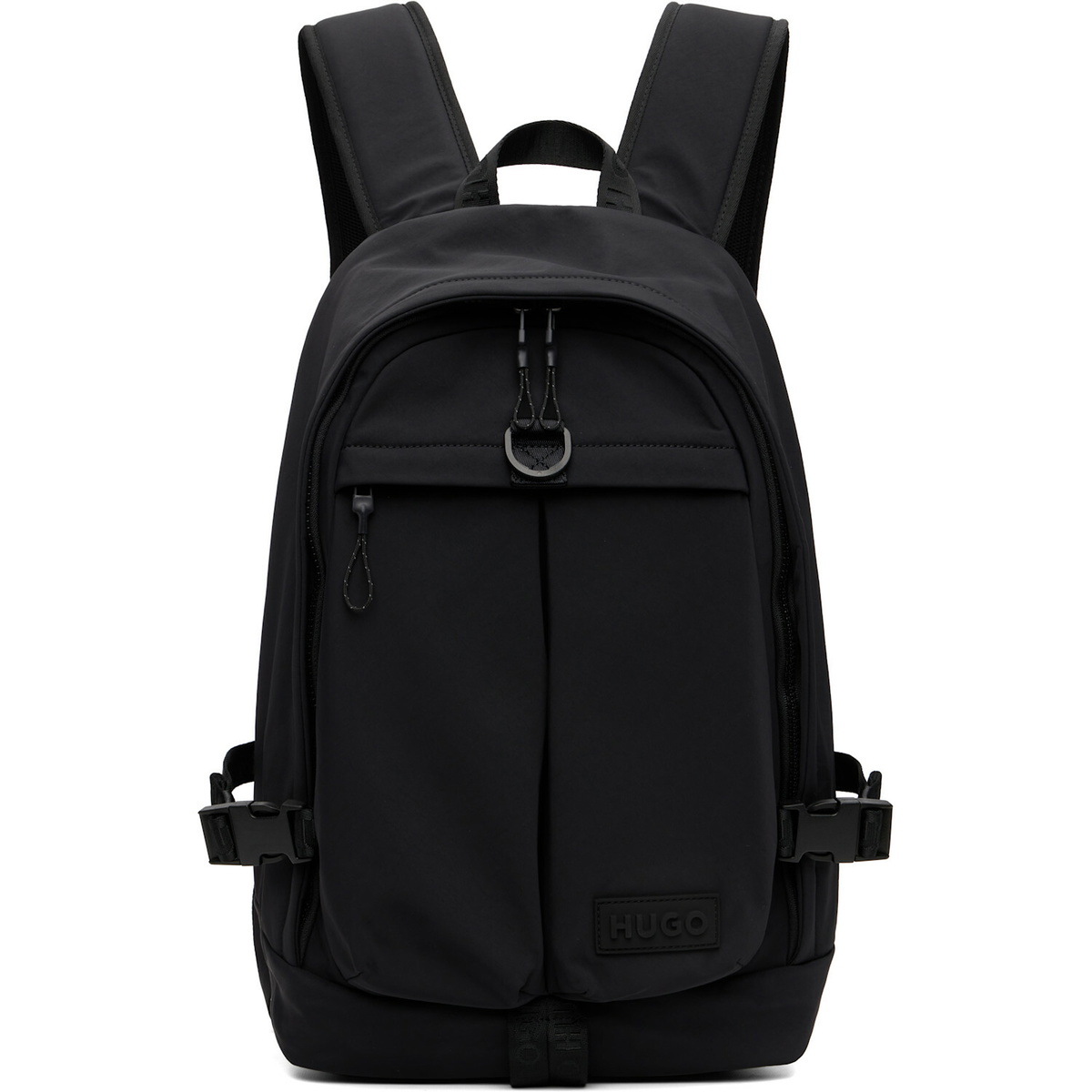 Hugo Black Logo Patch Backpack