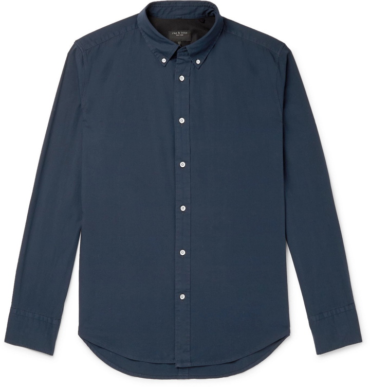 Photo: RAG & BONE - Tomlin Slim-Fit Button-Down Collar Cotton-Blend Poplin Shirt - Blue