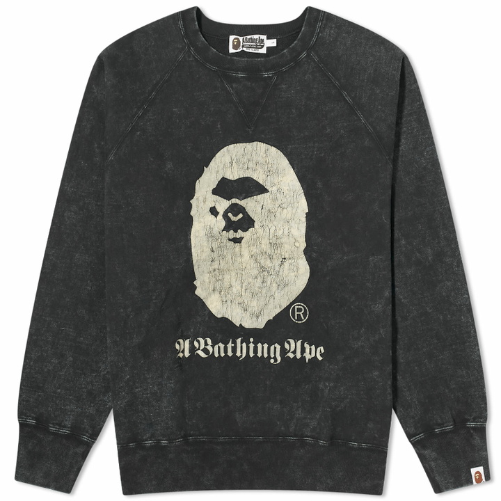 Photo: A Bathing Ape Men's Overdye Crew Neck Sweatshirt in Black