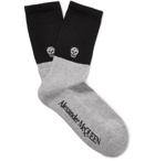Alexander McQueen - Skull-Intarsia Stretch Cotton-Blend Socks - Men - Gray