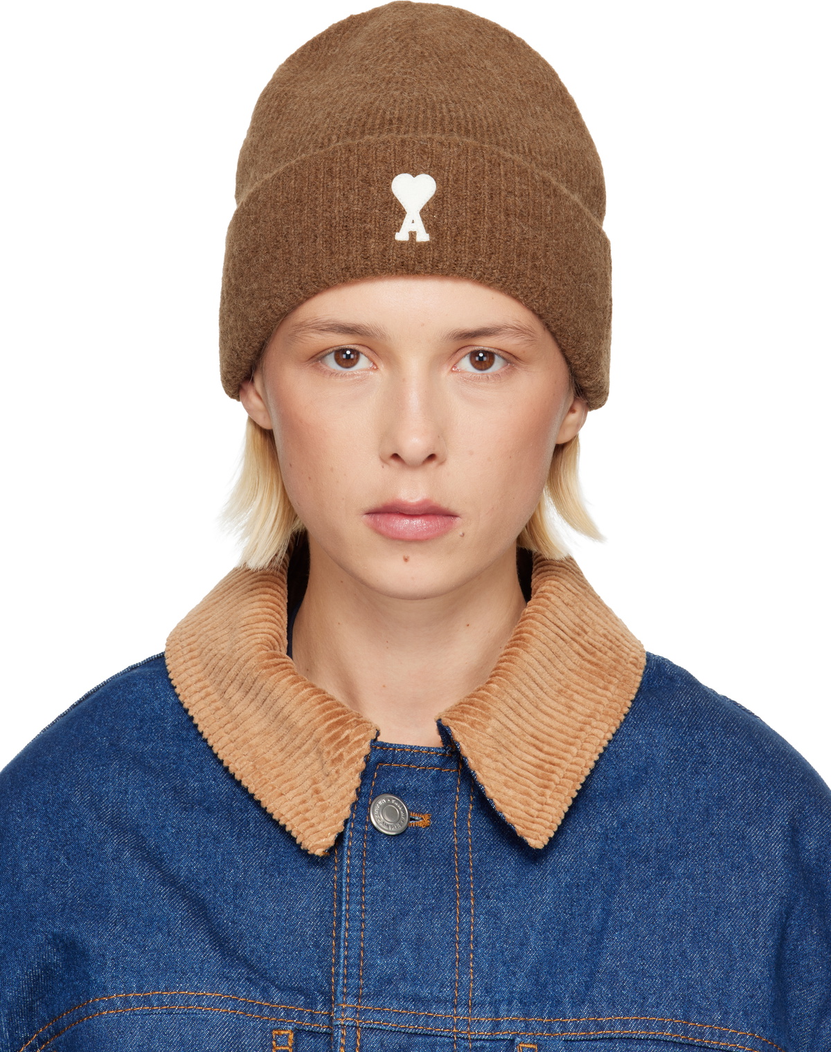 AMI Paris Navy Red Ami de Cœur Beanie AMI