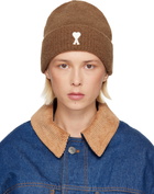 AMI Paris Brown Alpaca Striped Ami De Coeur Beanie