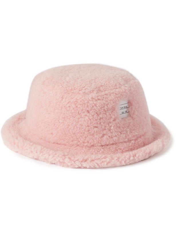 Photo: Thom Browne - Logo-Appliquéd Shearling Bucket Hat - Pink