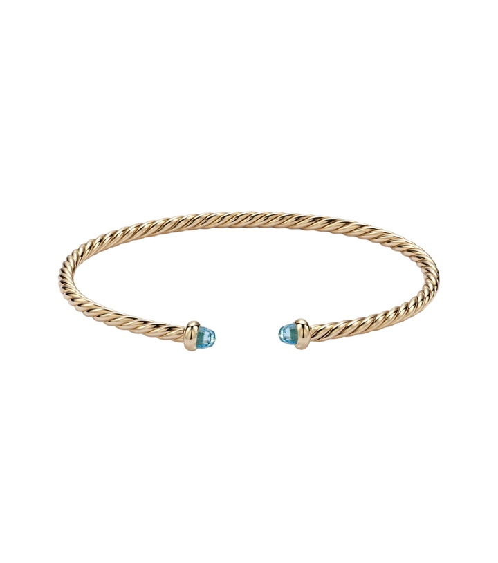Photo: David Yurman Cablespira® Flex Micro 18kt gold cuff bracelet with topaz