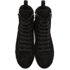 Ann Demeulemeester Black Suede High-Top Sneakers