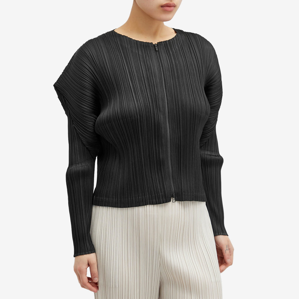 Pleats Please Issey Miyake Women's Long Sleeve Pleats Zip