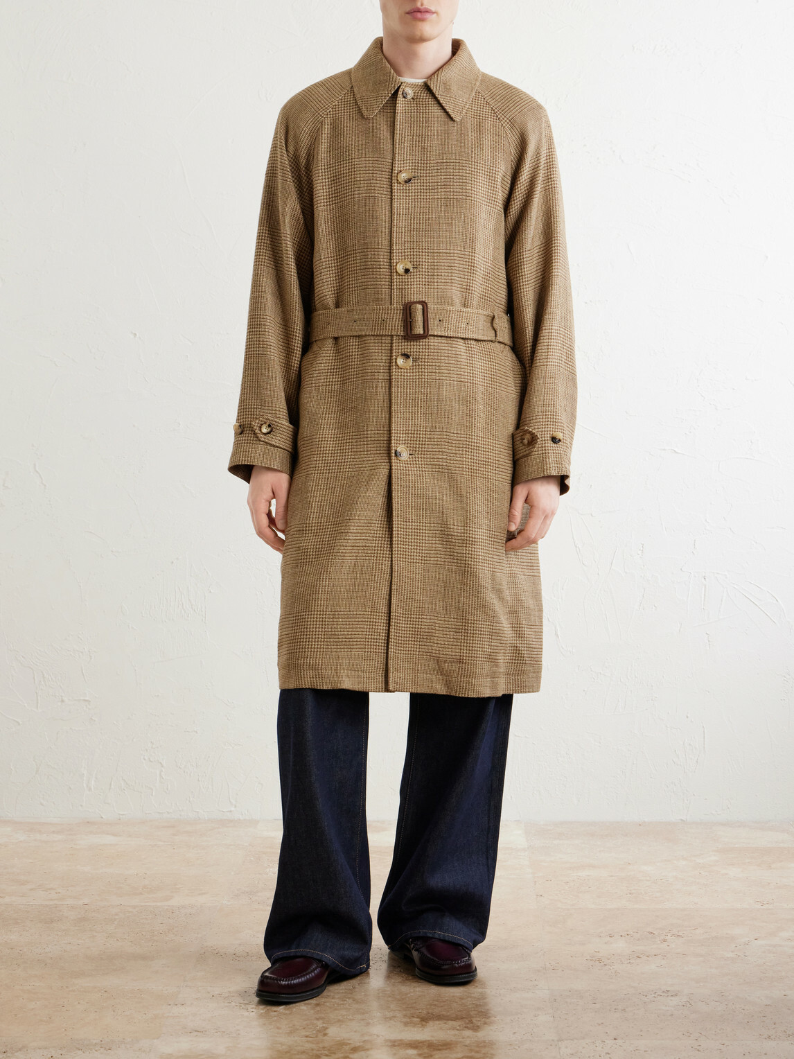 Polo Ralph Lauren - Houndstooth Wool, Silk and Linen-Blend Coat - Neutrals