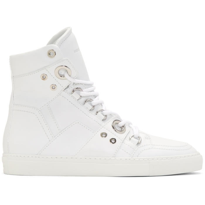 Photo: Diesel Black Gold White Leather High-Top Sneakers