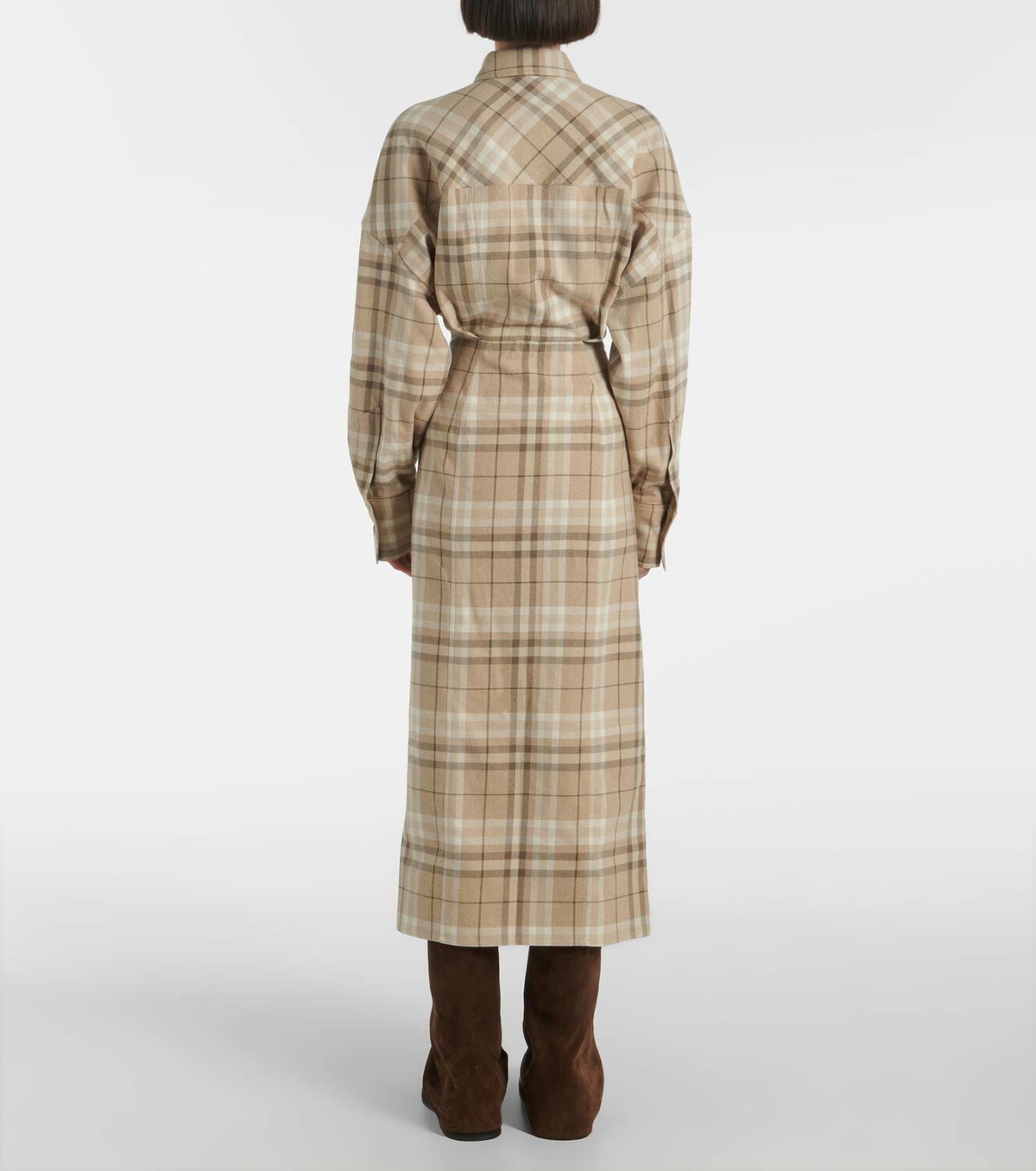 The Attico Checked cotton-blend shirt dress