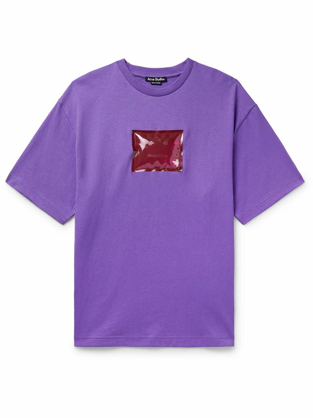 Photo: Acne Studios - Exford Inflatable Logo-Appliquéd Cotton-Jersey T-Shirt - Purple