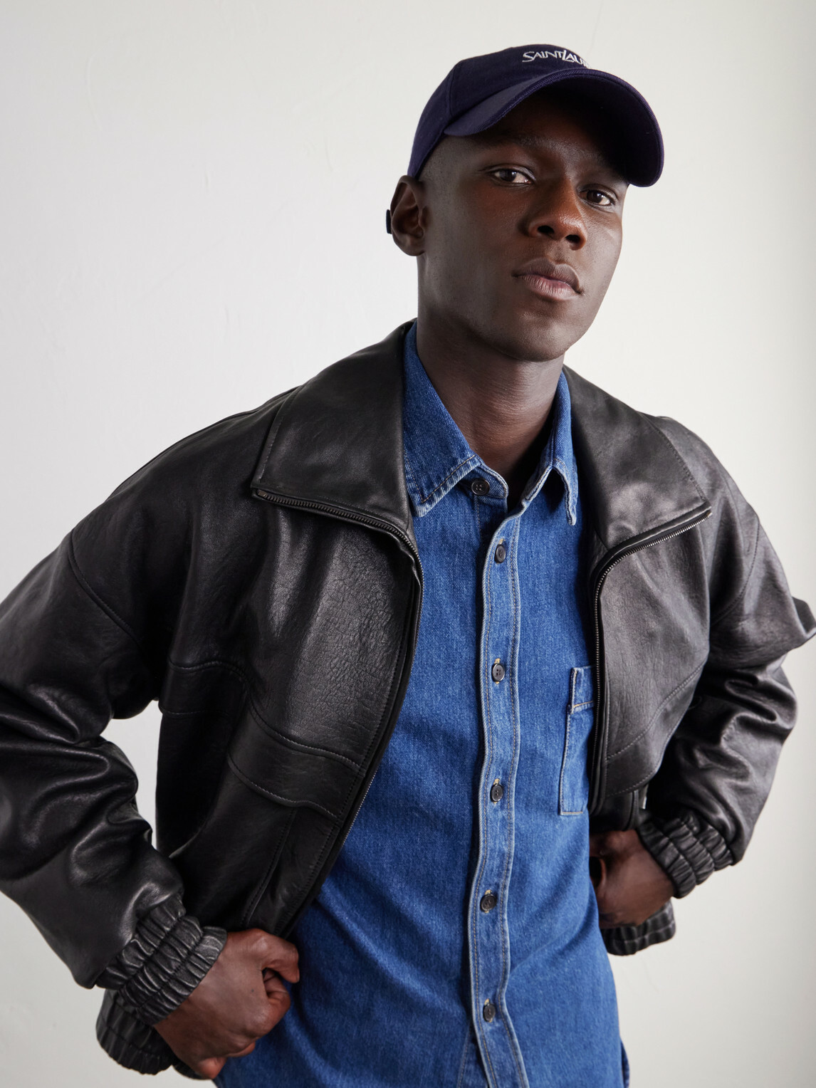 SAINT LAURENT - Logo-Embroidered Cotton-Gabardine Cap - Blue