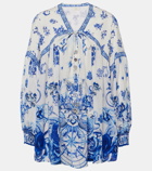 Camilla Printed tie-neck silk blouse