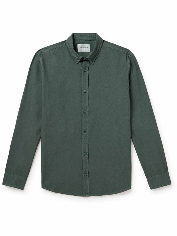 Photo: Carhartt WIP - Bolton Button-Down Collar Logo-Embroidered Cotton Oxford Shirt - Green