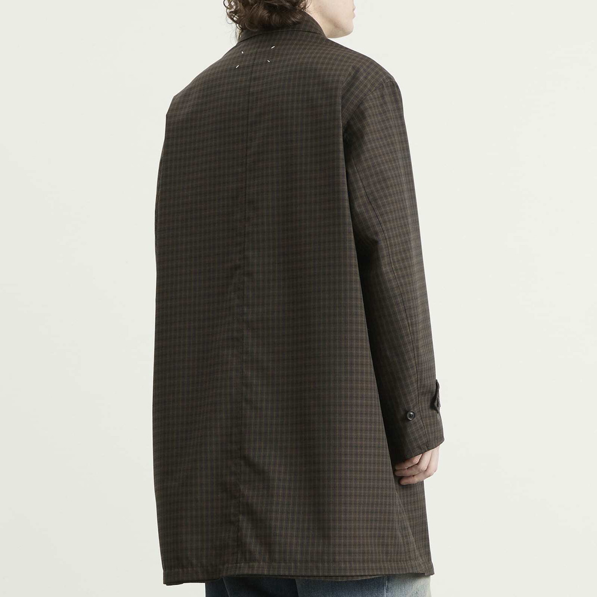 Maison Margiela Men's Check Reversible Coat in Olive/Brown Check