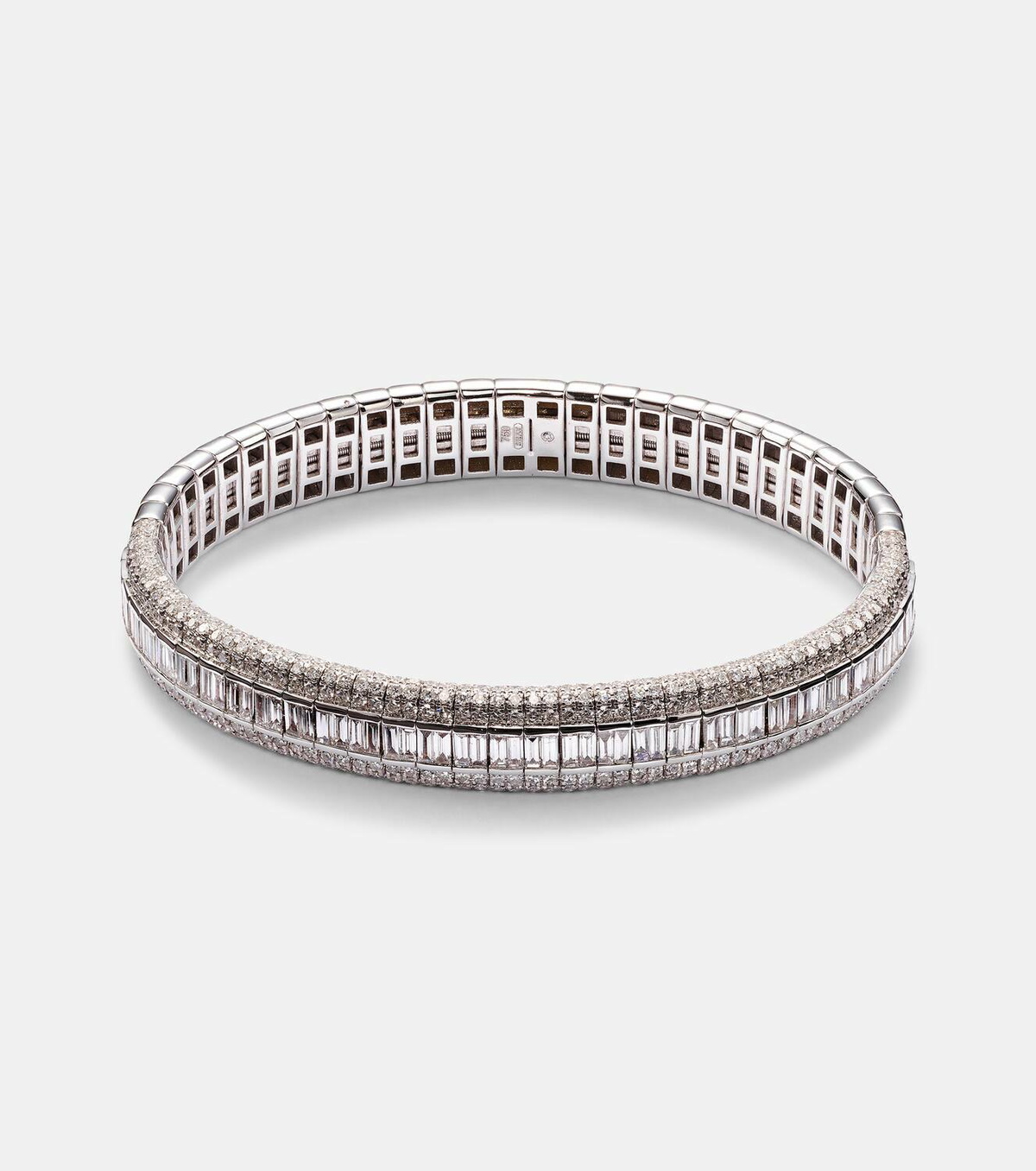 Shay Jewelry Diamond Pave Scales Stretch 18kt white gold bracelet with diamonds