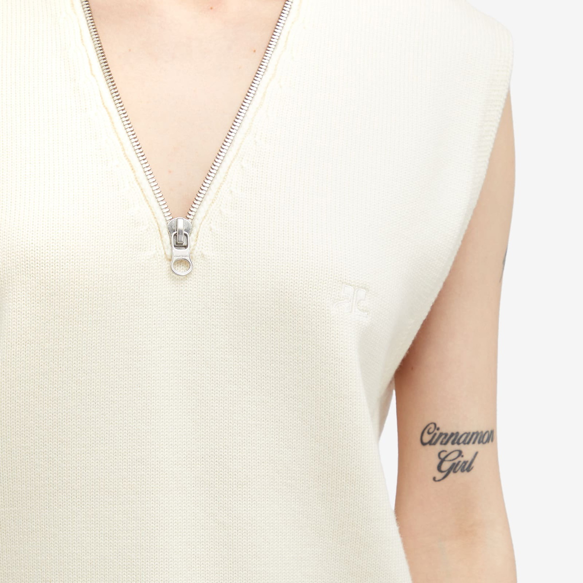 Courrèges Women's Zipped Wool Vest in Natural