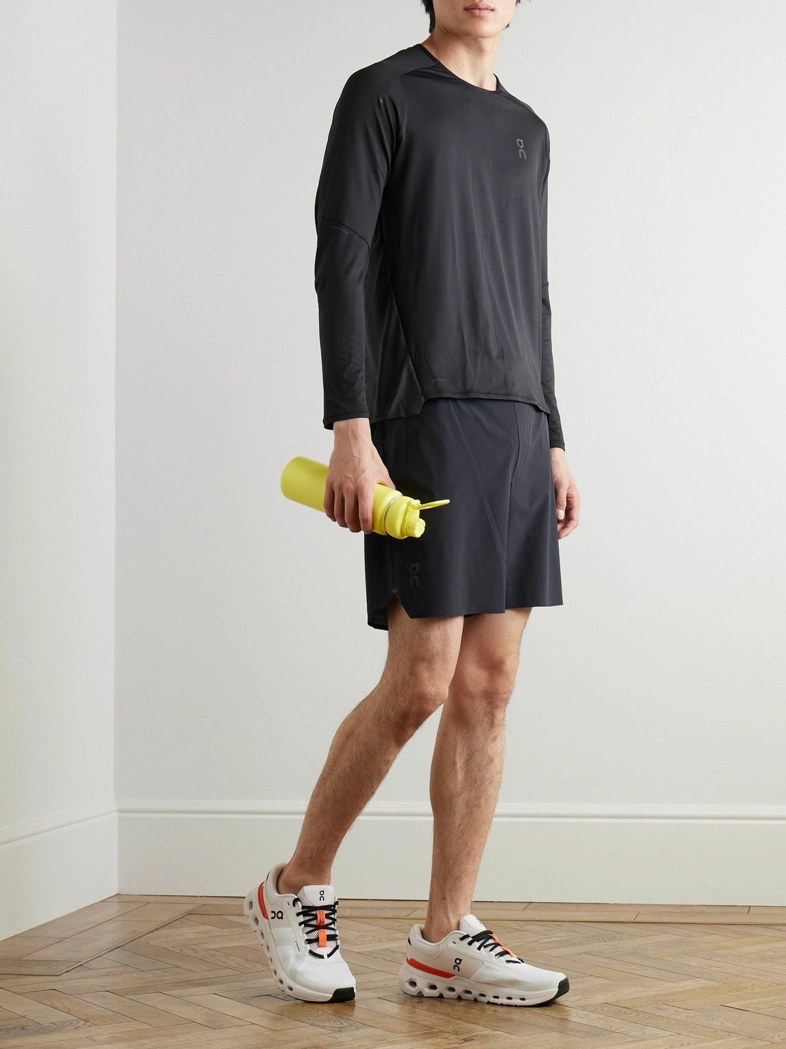 ON - Performance Slim-Fit Stretch Recycled-Jersey and Mesh Top - Black