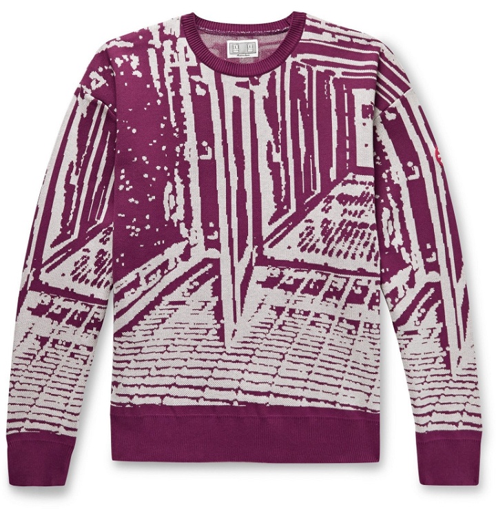 Photo: Cav Empt - Passage Linked Intarsia-Knit Cotton Sweater - Purple