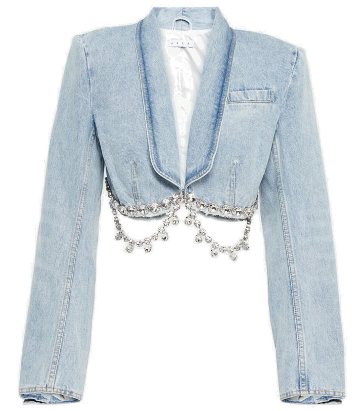 Photo: Area - Embellished cropped denim blazer