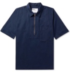 Margaret Howell - Cotton and Linen-Blend Half-Zip Polo Shirt - Blue