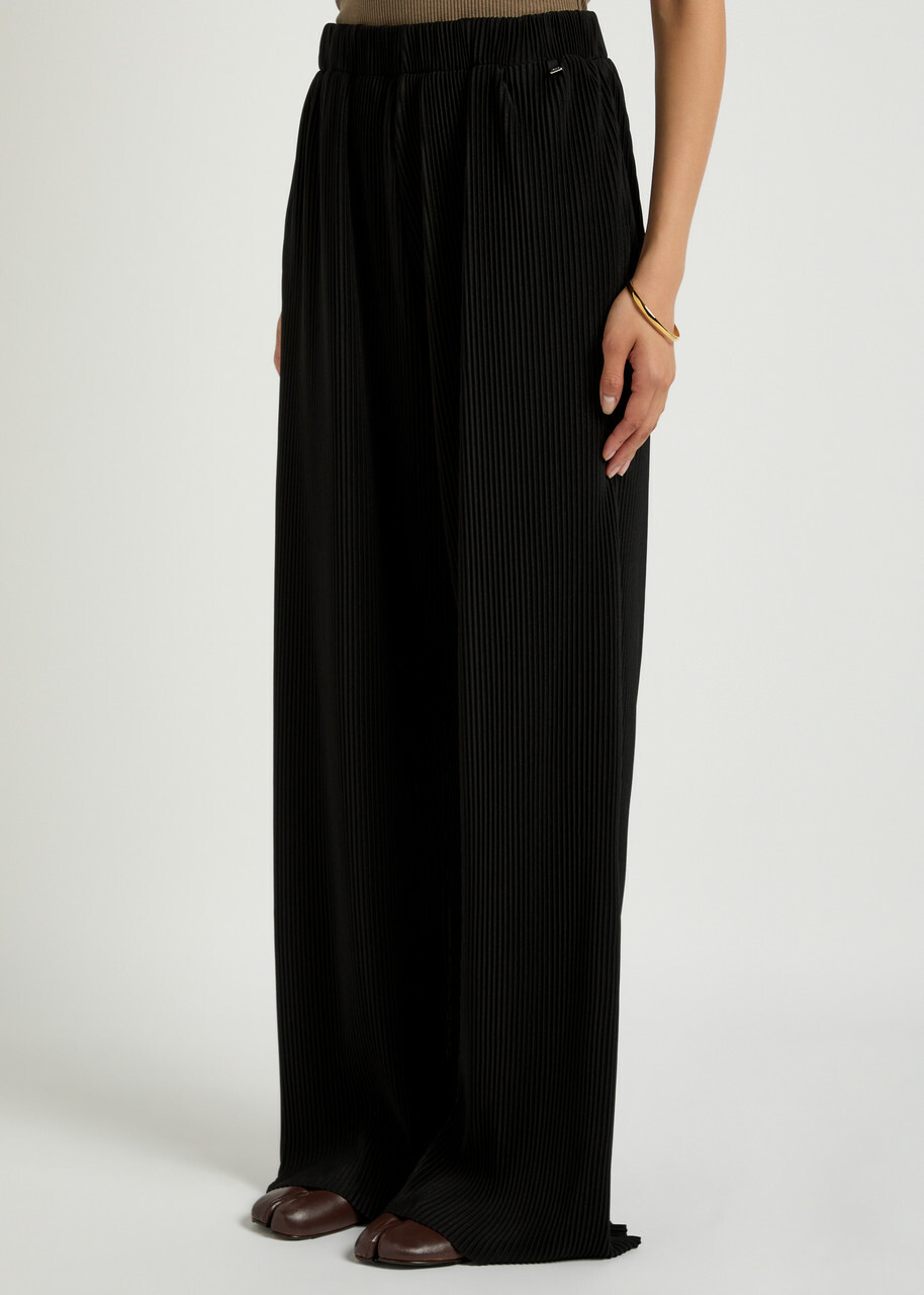 Herno Plissé Wide-leg Jersey Trousers Black