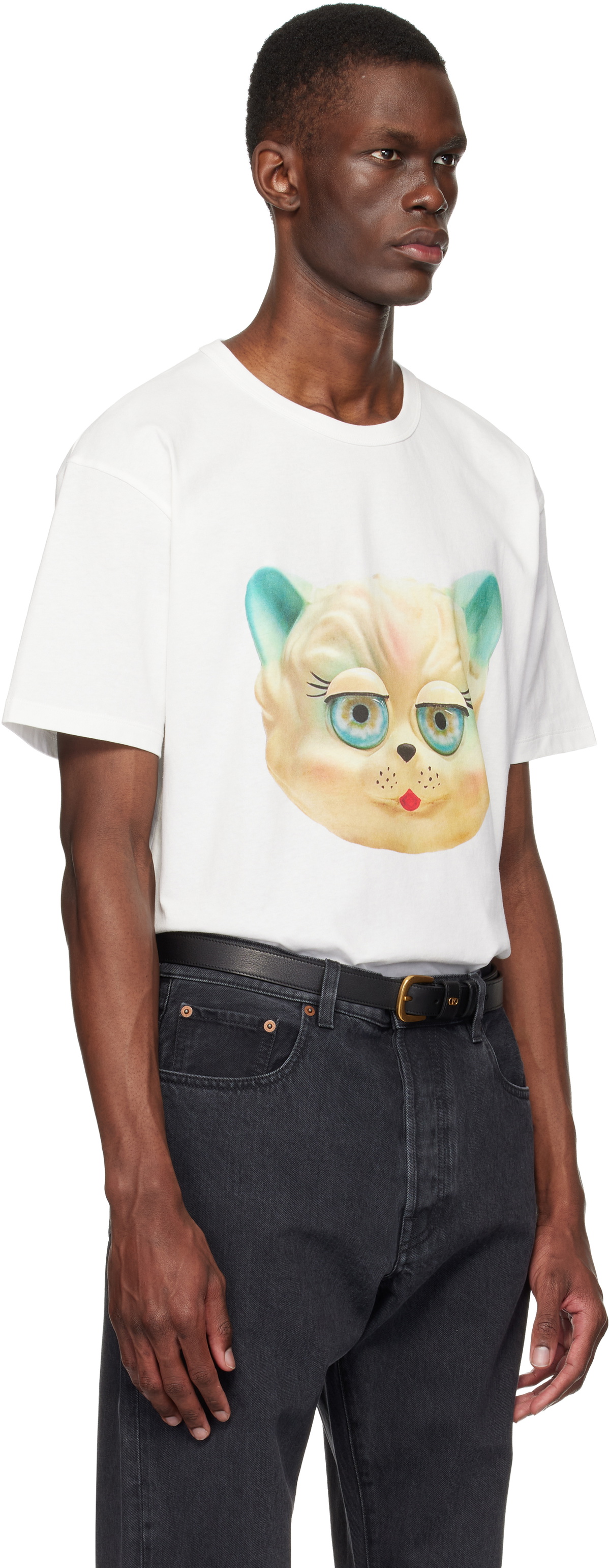 Valentino White Cotton 'Le Chat De La Maison' Print T-shirt