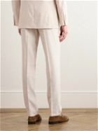 Brunello Cucinelli - Straight-Leg Pleated Linen and Wool-Blend Suit Trousers - Neutrals