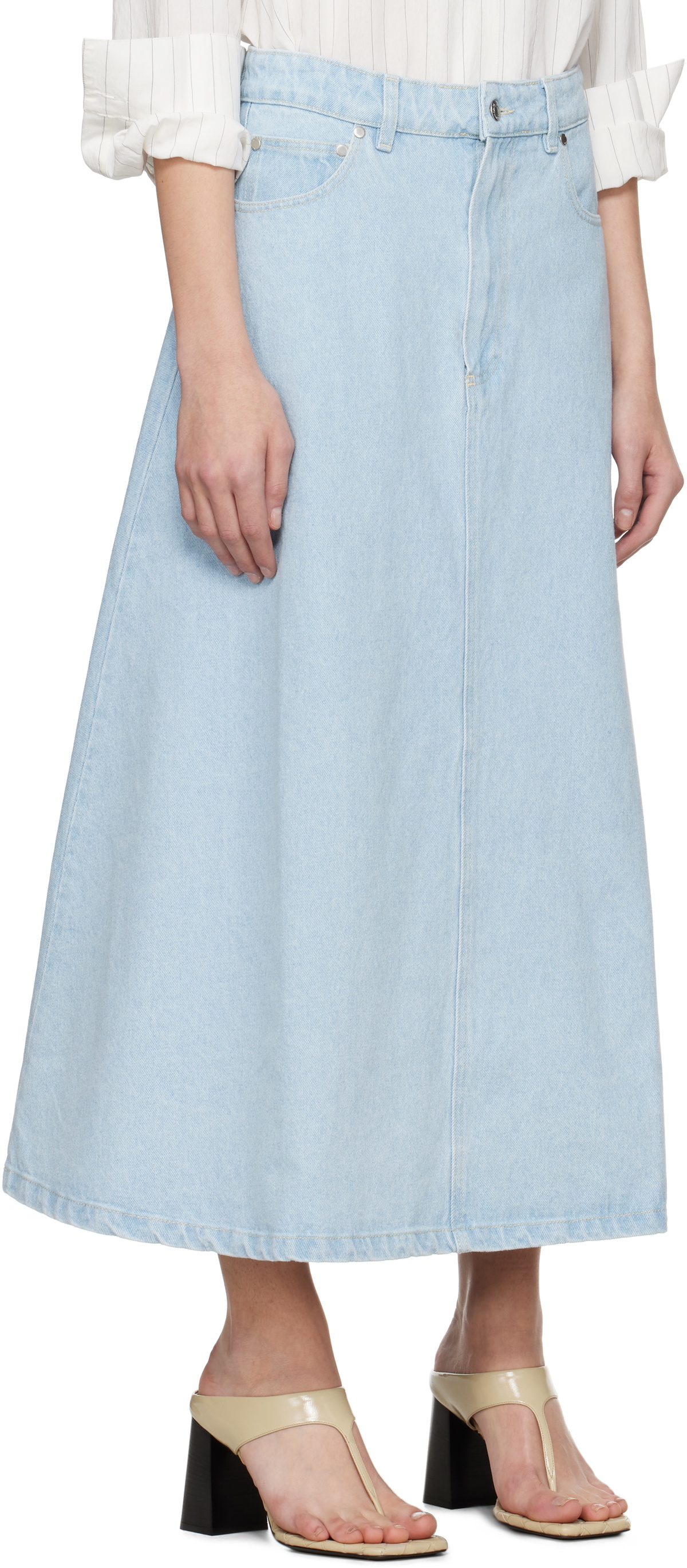 Nanushka Blue Cintia Denim Midi Skirt