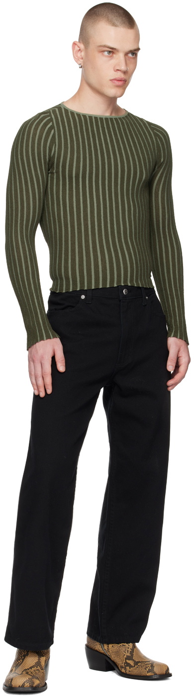 Eckhaus Latta Green Fluted Sweater