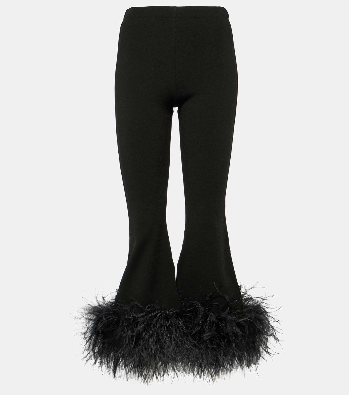 Valentino Feather-trimmed high-rise flared pants