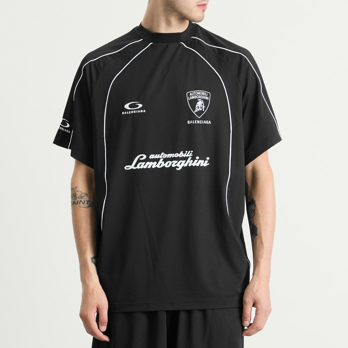 Balenciaga Men's Automobili Lamborghini Soccer T-shirt in Black