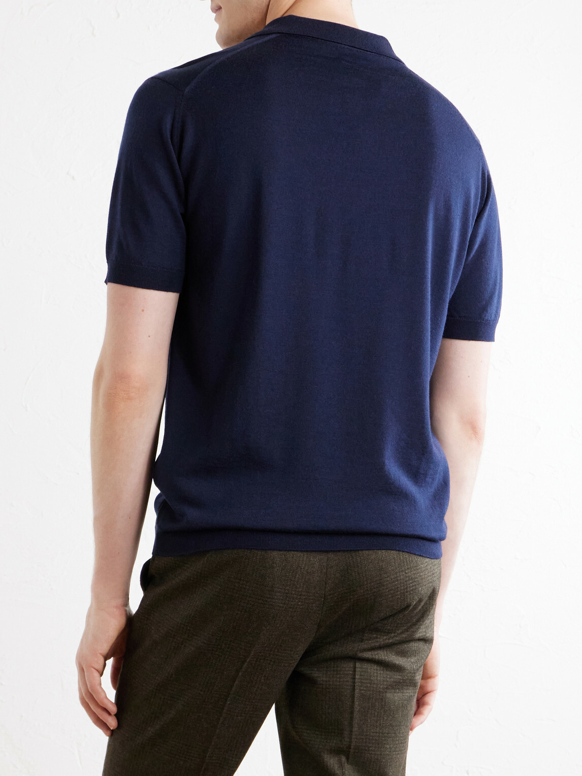 John Smedley - Macloud Knitted Merino Wool Polo Shirt - Blue