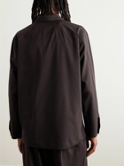 UMIT BENAN B - Convertible-Collar Virgin Wool Shirt - Brown