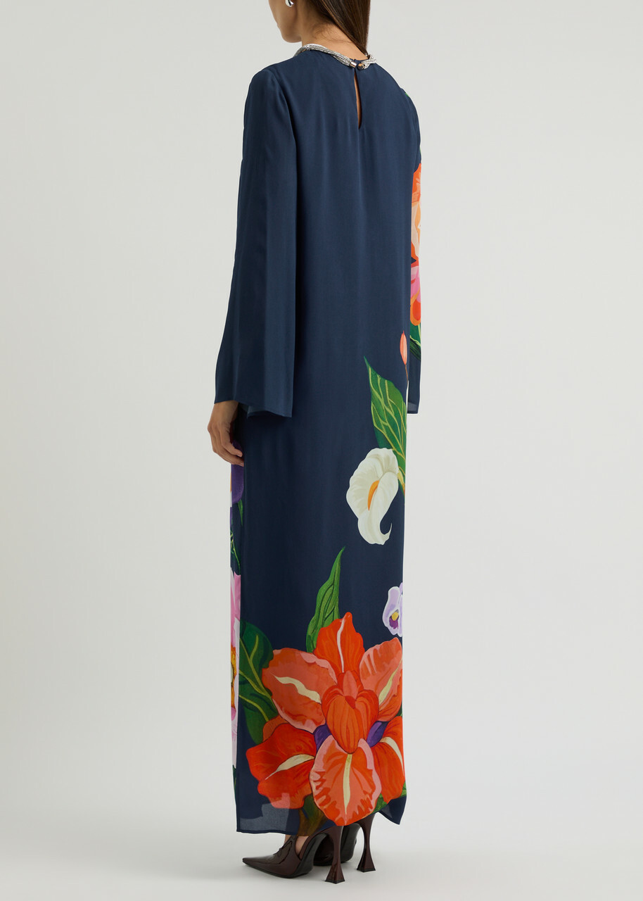 Borgo DE Nor Capucine Floral-print Maxi Dress Navy