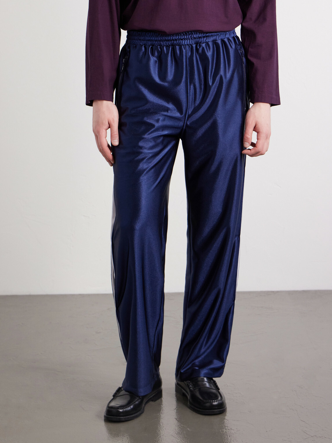 Needles - Straight-Leg Logo-Embroidered Satin Sweatpants - Blue