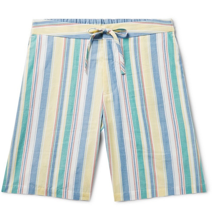 Photo: Freemans Sporting Club - Slim-Fit Striped Cotton Drawstring Shorts - Blue